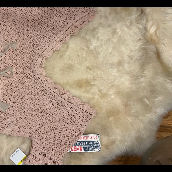 Ralph Lauren Polo Jeans Co. Crocheted Sweater 100% Cotton. Ribbon Tie at Waist. - Picture 2 of 8